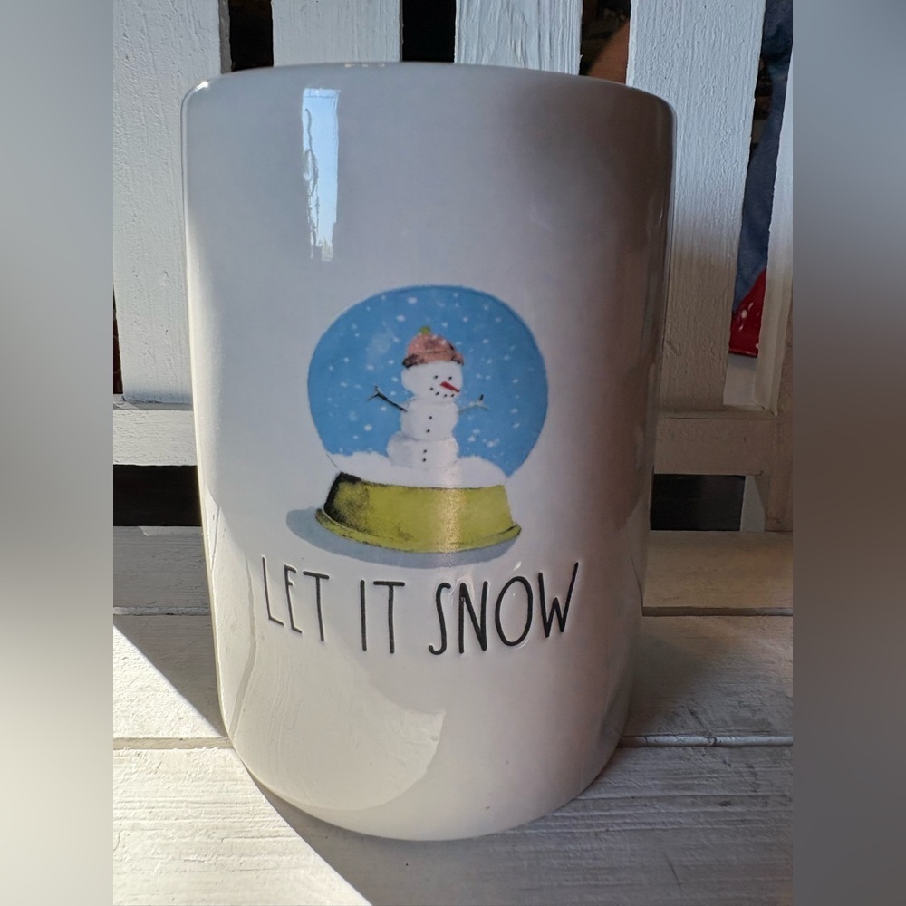 Rae Dunn White Ceramic Candle with Snowman Design